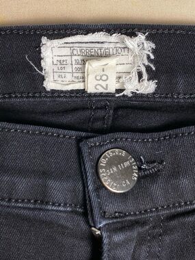 Current/Elliott Black Denim Jeans with Branded Button